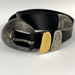 Streets Ahead | Vintage Black Leather Belt Size L